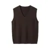 26 Otoño/Invierno 100S Marca de Lujo de Alta Gama Hilo Lana Pura Chaleco de Punto sin Mangas Suéter de Lana con Cuello en V Puyuan
