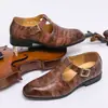 Zapatos de Cuero para Hombre Verano Transpirables Calados de Vestir para Hombre Zapatos Casuales para Hombre Sandalias Delgadas de Cuero Suave con Patrón de Cocodrilo Británico