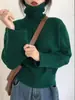 Suéter de gola alta liso transfronteiriço europeu e americano para mulheres, outono e inverno de 2026, suéter de tricô solto e versátil, blusa básica de estilo casual para mulheres