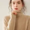 Suéter Feminino de Tricô Cashmere com Gola Alta e Manga Raglan Elegante para Trabalho Casual Simples Solto Manga Longa Top Básico
