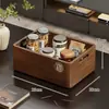 Cesta de Almacenamiento de Madera Maciza para Juego de Té de Escritorio Chino, Sala de Estar, Mesa de Café, Bocadillos de Té, Llaves, Artículos Varios, Tijeras, Frutas Secas