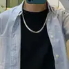 Ins Corrente Cubana em Relevo Design Moderno Masculino Corrente de Clavícula Colar de Aço Titânio Masculino Acessórios Simples Personalizados Joias Hip-Hop