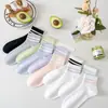 Calcetines Cortos Rayados Clásicos para Mujer, Calcetines Deportivos Absorbentes de Sudor de Media Pantorrilla para Primavera y Verano, Calcetines Cortos y de Media Pantorrilla Antibacterianos para Mujer, Calcetines Zhuji