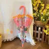 En stock Celebridades de Internet Niñas Jardín de Infancia Niños de Escuela Primaria Paraguas Infantil Lindo Engrosado Apertura Manual Mango Largo Paraguas Transparente para Bebé