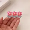Presilha de Cabelo Flor de Acrílico Doce Fofa Flor de Rosa Presilha de Franja Presilha Lateral Presilha de Cabelo para Menina Versátil Presilha para Cabelo Quebrado
