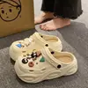 Zapatos con Agujeros de EVA para Mujer Verano Moda Exterior Slip-on Antideslizante Suela Gruesa que Aumenta la Altura Estilo Nuevo Sandalias de Media Punta Baotou