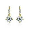 Pendientes de plata de ley S925 con moissanita de cuatro garras para mujer, pendientes simples de moda, pendientes de borla, fabricantes de joyería, venta al por mayor directa