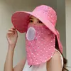 Chapéu de Proteção Solar para Mulheres, Xale com Aba Larga para Sombreamento, Chapéu de Sol Anti-UV para Primavera e Verão, Chapéu de Moda de Alta Qualidade