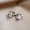 Brincos Ovais de Zircônia Super Brilhantes Banhados a Ouro Real 18K, Presilhas de Orelha de Luxo Leve de Alta Qualidade, Brincos Simples e Versáteis Estilo Coreano