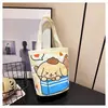 Ilustração Fofa Filhote Tipo Balde Bolsa de Ombro Bolsa de Lona Estilo Coreano Coração de Menina Bolsa de Mamãe Bolsa de Almoço Trabalho Pequena Bolsa