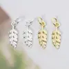 Novos Acessórios de Pingente em Prata S925 Prata Lisa Banhado a Ouro Estilo Coreano Zircônia Microcravejada Folha Pingente para Pulseira DIY