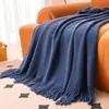 Manta de Tricô Retrô, Manta Decorativa para o Pé da Cama Estilo Nórdico, Manta Leve de Luxo para Cochilo, Manta Xale, Manta de Sofá