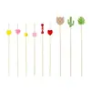 Palillos Desechables para Frutas Creativos de Arte Brochetas de Bambú Brochetas de Espino Confitado Palillos Decorativos para Cócteles Hamburguesa Sello de Palillo de Dientes