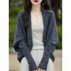 Sentido del diseño 2026 nuevo estilo cárdigan para mujer forma de capullo chal de punto suelto exterior manga murciélago abrigo suéter abrigo moderno