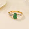 Anel Yuebaozhu S925 Prata Esterlina Diamante Cabacinha Jade Citrino Sorte, Anel de Luxo Leve Vintage de Alta Qualidade Atacado