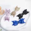 Acessórios de cabelo populares transfronteiriços presilha de cabelo com laço de PU em pó brilhante tiara de laço infantil acessórios para o dia a dia do trabalhador urbano
