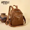 Mochila Feminina 2025 Novo Estilo Coreano Pu Cor Pura Feminina Versátil Moda Tendência Espaço Grande Mochila Portátil