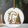 Adornos navideños 26 letras del alfabeto pequeño ciervo colgante acrílico 2D árbol de Navidad decoración del hogar navideña