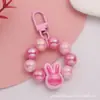 Llavero Colgante de Conejo de Acrílico Chapado Bicolor Creativo para Coche, Decoración de Estilo Fresco para Funda de Auriculares