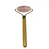 Massageador Roller de Jade Natural e Cristal Rosa Multifuncional para Beleza Facial Empurrador Bastão de Bola de Cristal Multifuncional para Corpo Inteiro