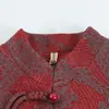 Nova Roupa Quente com Veludo de Outono/Inverno Roupa para Mãe de 70 Anos Jaqueta Bordada de Gola Alta Solta Roupa de Meia-Idade para Mulheres