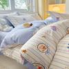 Juego de cama de cuatro piezas de algodón de fibra larga estilo ins fresco pequeño con estampado floral pequeño, funda nórdica de algodón, juego de tres piezas de algodón para sombrero de cama 4