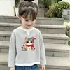 Top de manga larga tipo gofre de estilo coreano para niñas, falso dos piezas, nuevo, versátil, casual, para niños mayores, cuello redondo.