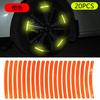 20 pegatinas reflectantes para bujes de rueda de coche, pegatinas de advertencia para neumáticos, pegatinas tridimensionales 3D para coche, decoración personalizada y creativa.
