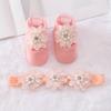 Zapatos y Calcetines para Bebé Calcetines de Piso Diadema de Encaje Accesorios para el Cabello Set de Regalo Cien Días Luna Llena Calcetines para Bebé Set de Diadema para el Cabello