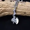 Collar con Colgante de Hacha de Plata de Ley S925 para Hombre, Colgante Dominante de Cabeza de Dragón, Hacha Panlong, Joyería de Plata, Estilo Étnico, Hacha de Bendición para Pareja