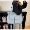 Bolsa de axila casual de grande capacidade para mulheres, novo modelo 2026, bolsa tote jeans com múltiplos bolsos, bolsa de ombro simples
