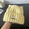 Gorro de Punto de Lana Estilo Coreano Cálido con Orejas de Gato Otoño Invierno Protección para los Oídos al Aire Libre para Mujer Versátil con Forro de Forro Polar Hace que la Cara Parezca Más Pequeña