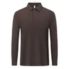 Camisa polo de manga larga de peso pesado, doble cara, de Lyocell mercerizado para primavera y otoño, con logotipo personalizado para ropa de trabajo de oficina empresarial con texto impreso