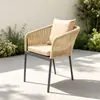 Cadeira de Rattan para Pátio Externo, Mesa e Cadeiras de Lazer, Varanda Aberta para Jardim Residencial, Cadeira Criativa com Encosto de Corda para Pousada, Mesinha de Café