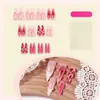 Unhas Usáveis para o Dia dos Namorados Manicure Gradiente Simples Nude Francesa Vermelha Amêndoa Unhas Postiças Usáveis Atacado