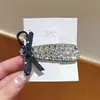 Pinza BB de lazo estilo coreano con diamantes completos para mujer, pinza lateral de pedrería de lujo ligero, pinza para el pelo exquisita para flequillo y cabellos sueltos, accesorio para el pelo elegante
