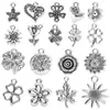 Colgantes Mixtos de 18 Estilos Nuevos de Aleación de Plata Antigua Girasol Hoja de Arce Rosa Charms Accesorios para Pulsera Collar DIY