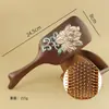 Pente de Sândalo com Fio de Ouro e Almofada Quadrada Grande, Design Pintado, Pente para Cuidados com o Cabelo, Pente com Airbag para Desobstrução de Meridianos para Mulheres, Sensação de Alto Padrão