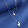 Collar de Cadena para Clavícula de Doble Capa con Zirconia Microincrustada en Forma de Gota de Agua Dongdaemun New Moda para Mujer Estilo Lujo Ligero Elegante Venta al por Mayor