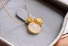 Conjunto de Prata de Lei S925 Jade Natural Hetian Jaspe Corrente Artesanato Dourado Ornamento de Pescoço Cabacinha Pingente Retrô Colar Joias de Prata para Mulheres