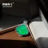 Pingente de Buda Maitreya em calcedônia verde, finamente trabalhado com cravação completa de diamantes, ornamento pendente de jadeíta, colar feminino versátil de luxo leve