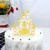 Decoración de Pastel Castillo Rueda de la Fortuna Dorada Enchufe Acrílico Niños Princesa Niña Mesa de Postres Cumpleaños Vestir