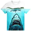 Camiseta de manga curta estampada digitalmente em 3D, popular no exterior, para o verão, solta, com efeito estereoscópico 3D para olho nu, sucesso europeu e americano