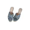 Sandalias de Paja con Cuña de Moda Europea y Americana 2026 para Mujer, Calzado de Verano para Exteriores, Mocasines de Cuerda de Cáñamo con Suela Gruesa