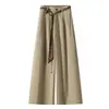 Calça casual reta simples e estilosa para mulheres, nova coleção outono 2026, cintura alta, modelagem que afina, perna larga, fluida, solta, calça longa