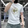 Nuevo top de verano para hombre, cuello redondo, manga corta, moderno, corte ajustado, algodón de seda de hielo, ropa casual y elegante para hombre