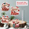 Papai Noel de Natal Dá Boas-Vindas a 2026 Pingente de Acrílico Plano 2D para Carro Mochila Decoração Pingente Adereços