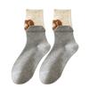 Calcetines de Dibujos Animados de Animales con Pelusa para Mujer, Calcetines sin Costuras de Media Pantorrilla, Calcetines de Algodón para Otoño e Invierno, Diseño de Doble Puño Estilo Coreano, Calcetines de Conejo Holgados