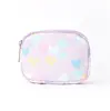 Porta-moedas Quadrado de Lona Xadrez com Desenho Animado de Coração Fofo para Crianças, Bolsa de Armazenamento Portátil Quadrada com Zíper para Cabos de Fone de Ouvido