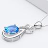 Collar Colgante Diamante Azul Marino Hueco Latido del Corazón Collar Temperamento Topacio Cadena Clavícula Gema Azul Colgante de Amor